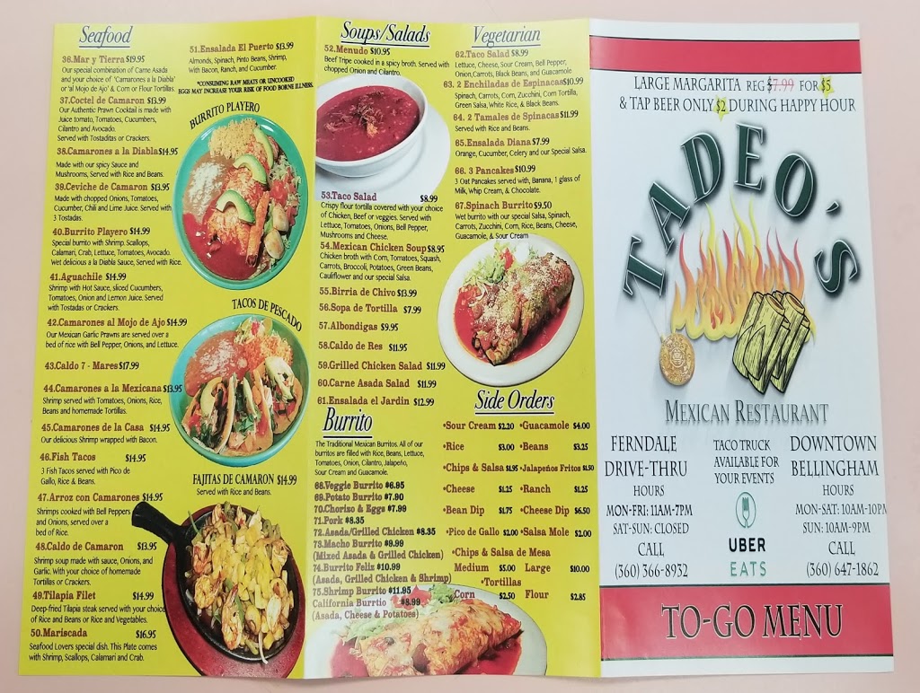 Tadeos Mexican Restaurant | 1811 Main St, Ferndale, WA 98248, USA | Phone: (360) 366-8932