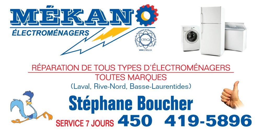 Mékano Service Électroménagers Rive-Nord | 2653 Rue Dumont, Mascouche, QC J7K 1R3, Canada | Phone: (450) 419-5896