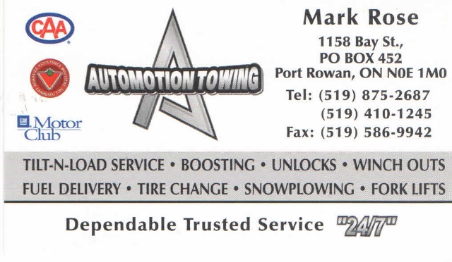 Automotion Towing | 1158 Bay St, Port Rowan, ON N0E 1M0, Canada | Phone: (519) 875-2687