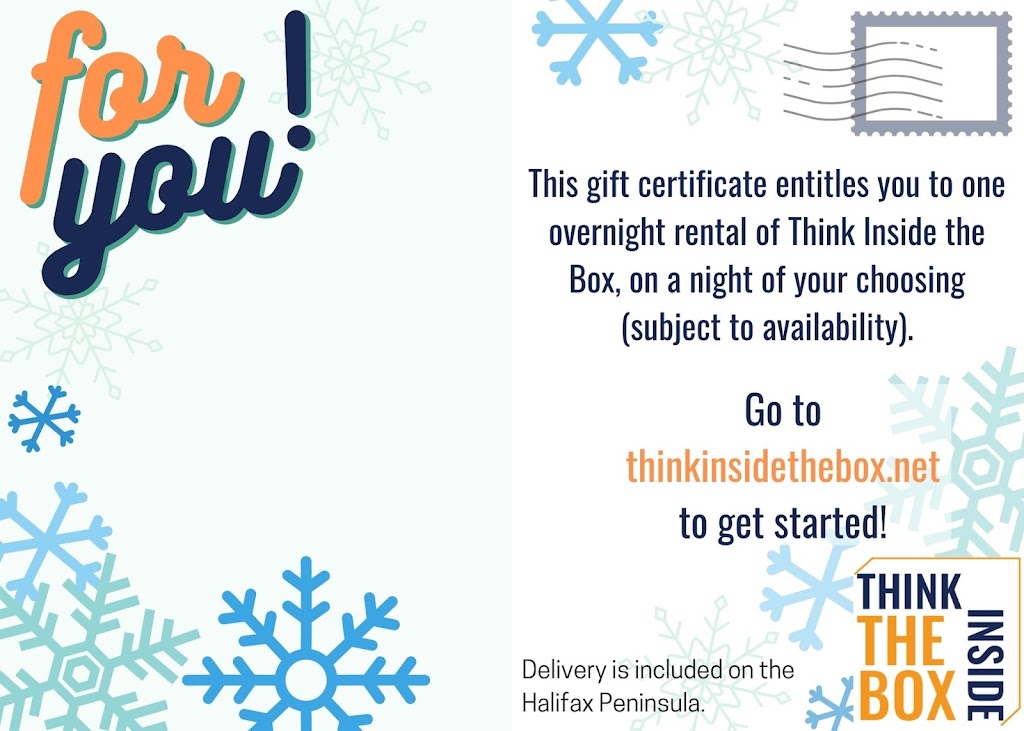 Think Inside the Box | 5544 Livingstone Pl, Halifax, NS B3K 2B9, Canada | Phone: (416) 578-3937