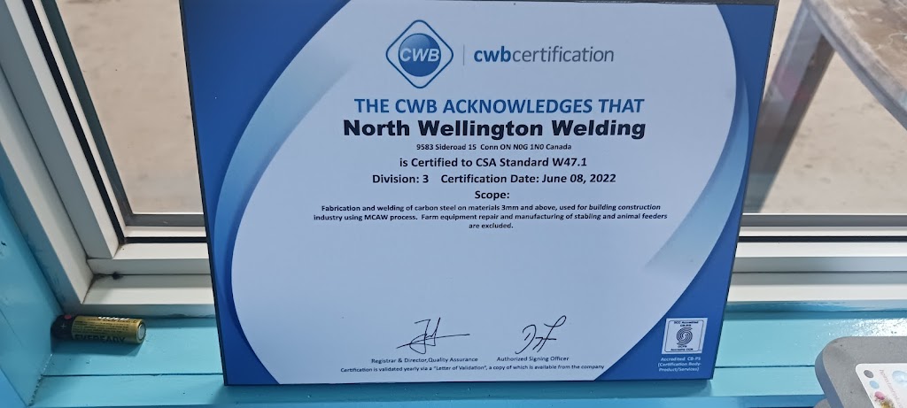 North Wellington Welding | point of interest | 9583 Side Rd 15, Conn, ON N0G 1N0, Canada | 5197786397 OR +1 519-778-6397