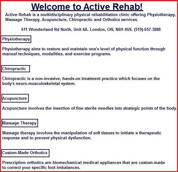 Active Rehab London | 611 Wonderland Rd N, London, ON N6H 4V6, Canada | Phone: (519) 657-3888