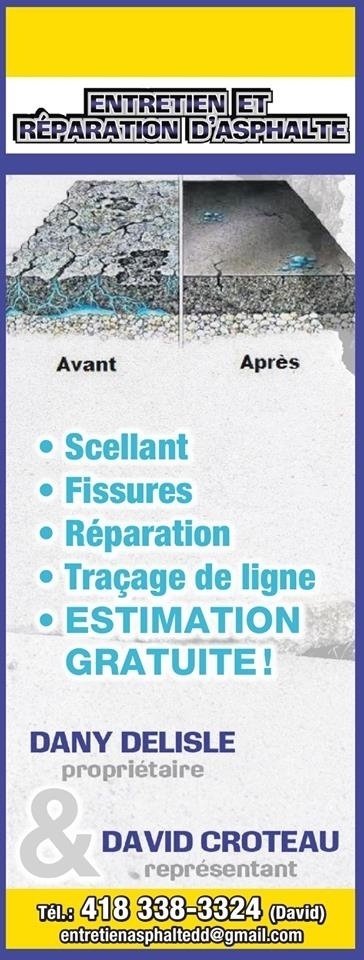 Entretien & Réparation dAsphalte | 71 Rue Bourque, Thetford Mines, QC G6H 4A3, Canada | Phone: (418) 338-3324