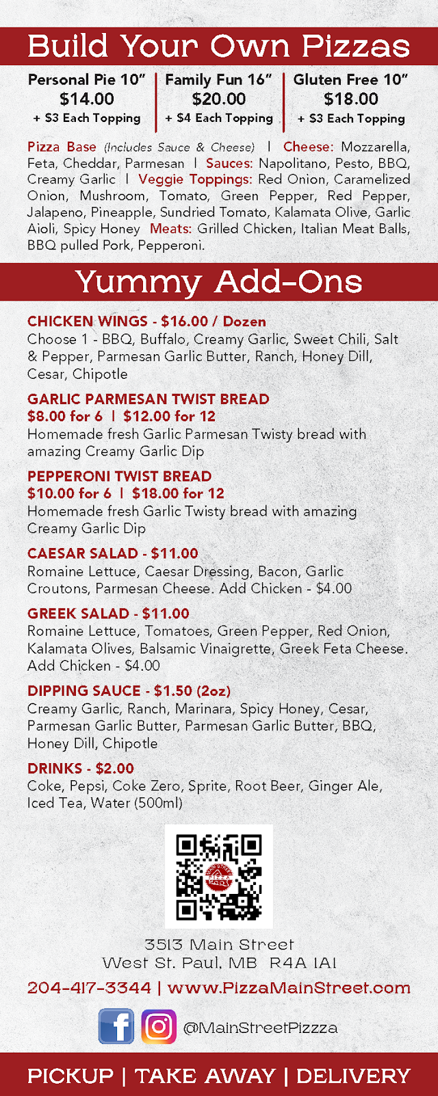 Main Street Pizza | 3513 Main St, West Saint Paul, MB R4A 1A1, Canada | Phone: (204) 417-3344