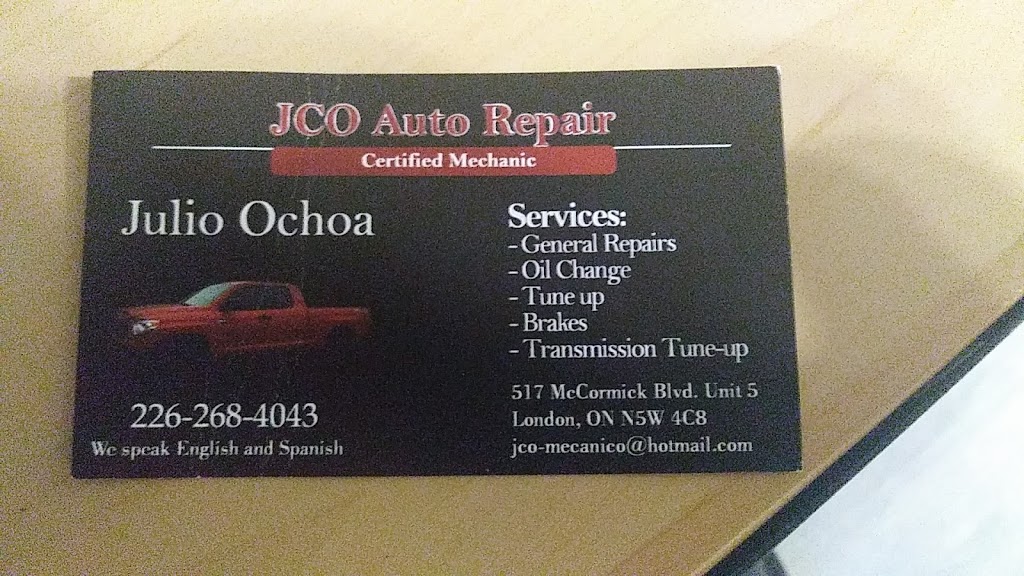JCO Auto Repair | 517 McCormick Blvd Unit 5, London, ON N5W 4C8, Canada | Phone: (226) 268-4043