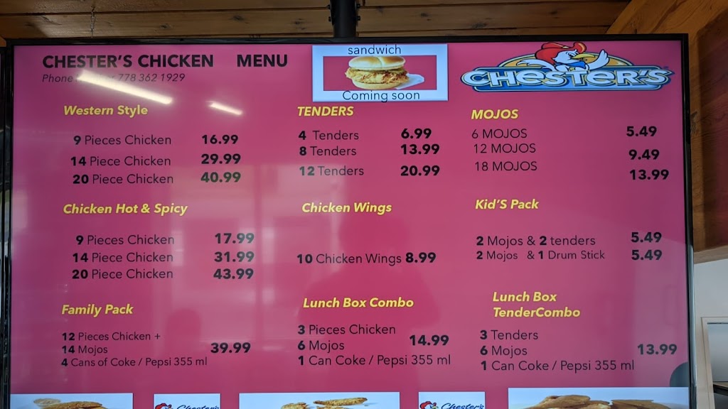 Chester’s Chicken | restaurant | 4373 Conner Rd, Barrière, BC V0E 1E0, Canada | 7783621929 OR +1 778-362-1929