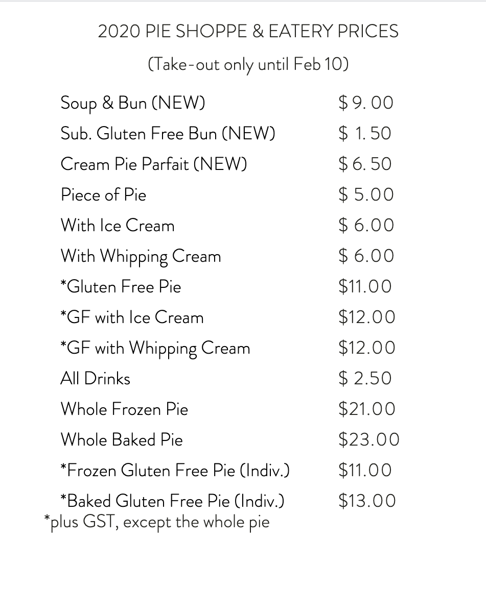 Pie Shoppe & Eatery | 111 Severn Ave., Rosebud, AB T0J 2T0, Canada | Phone: (403) 677-2211