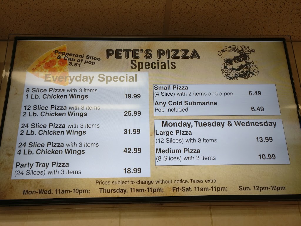 Petes Pizza | 286 Bunting Rd, St. Catharines, ON L2M 7M2, Canada | Phone: (905) 688-1234
