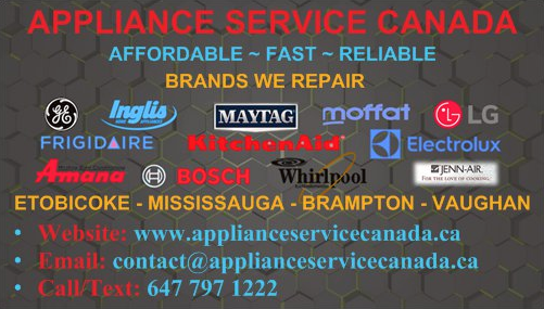 APPLIANCE SERVICE CANADA | 551 THE WEST MALL, Etobicoke, ON M9C 1G7, Canada | Phone: (647) 797-1222