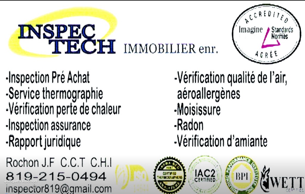 InspecTech Canada Inc | 168 Chem. du Rapide Faucher, Gracefield, QC J0X 1W0, Canada | Phone: (819) 215-0494
