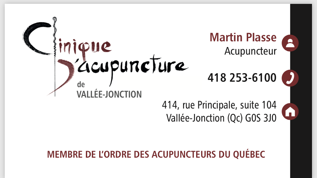 Clinique dAcupuncture Vallée-Jonction | 414 Rue Principale, Vallée-Jonction, QC G0S 3J0, Canada | Phone: (418) 253-6100