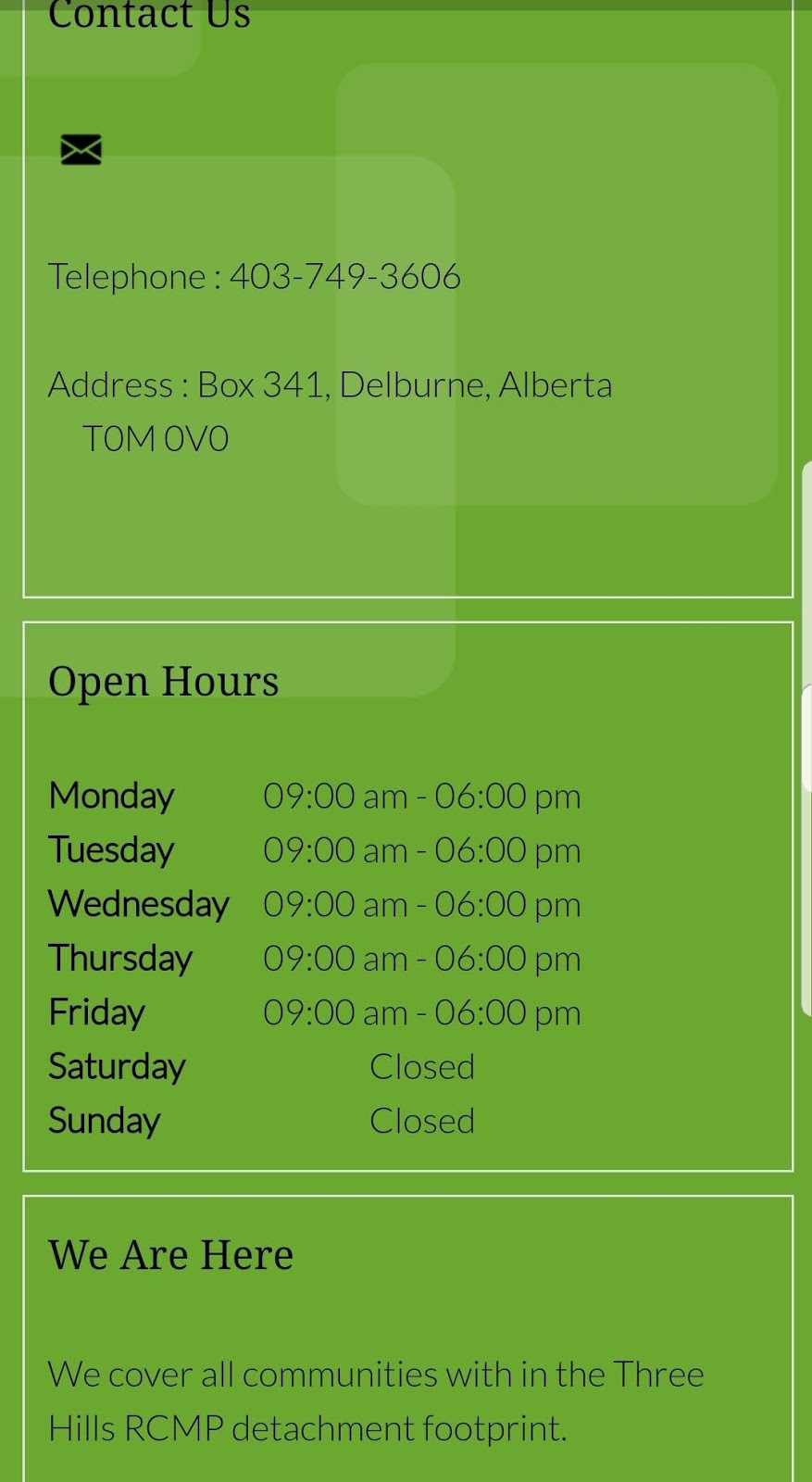Highway 21 Corridor Rural Crime Watch Association | 2111 20 St, Delburne, AB T0M 0V0, Canada | Phone: (403) 749-3606