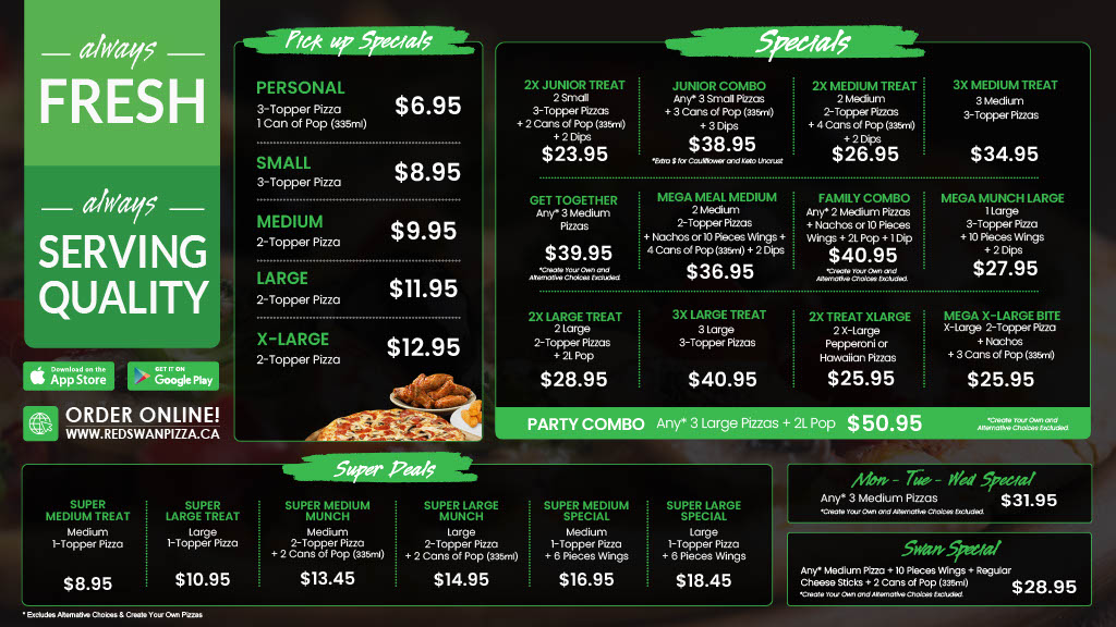 Red Swan Pizza | 782 Eagleson Rd Unit D1B, Ottawa, ON K2M 0N2, Canada | Phone: (613) 270-9991