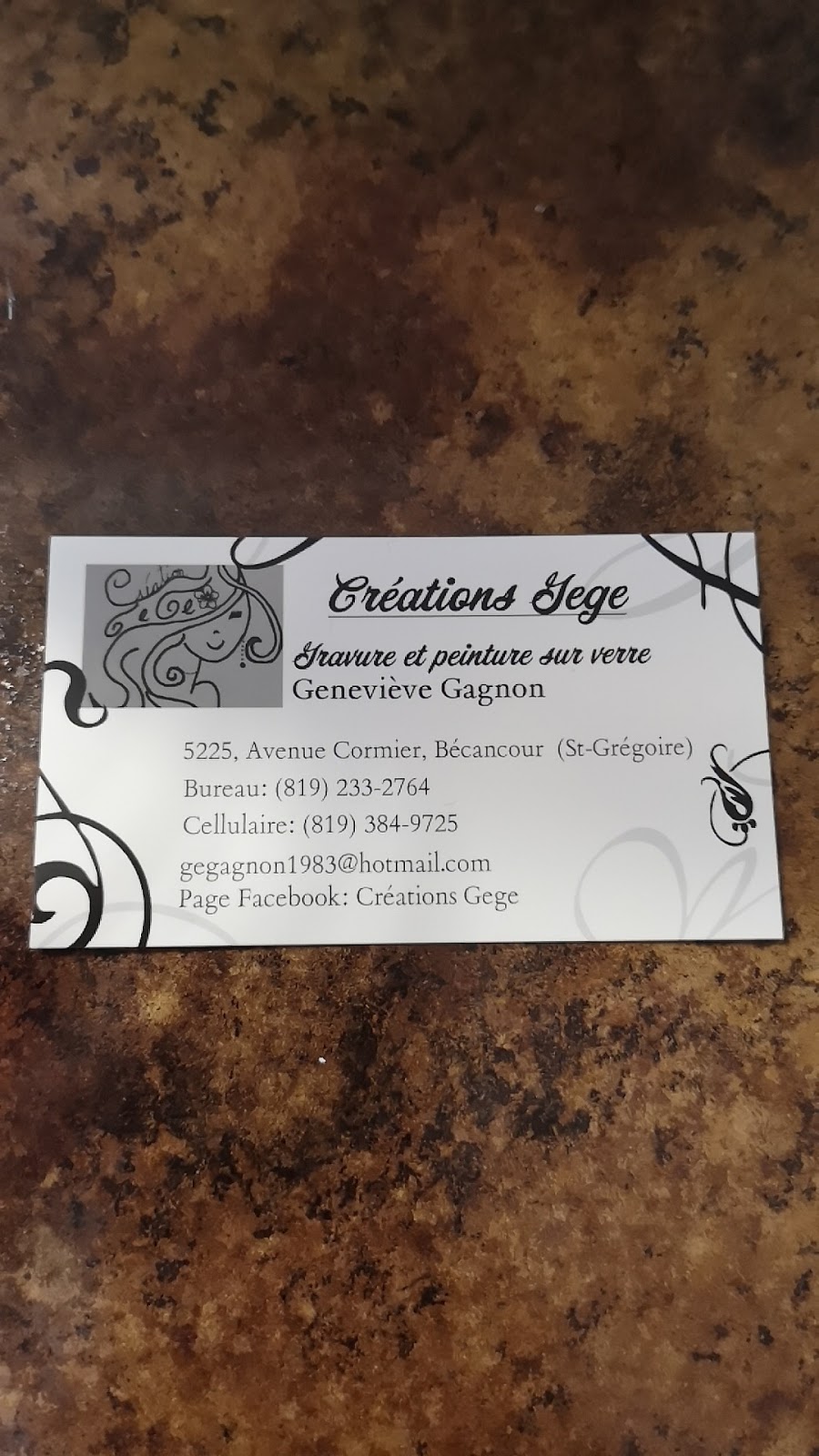 Créations Gege | 5225 Avenue Cormier, Bécancour, QC G9H 1M5, Canada | Phone: (819) 233-2764