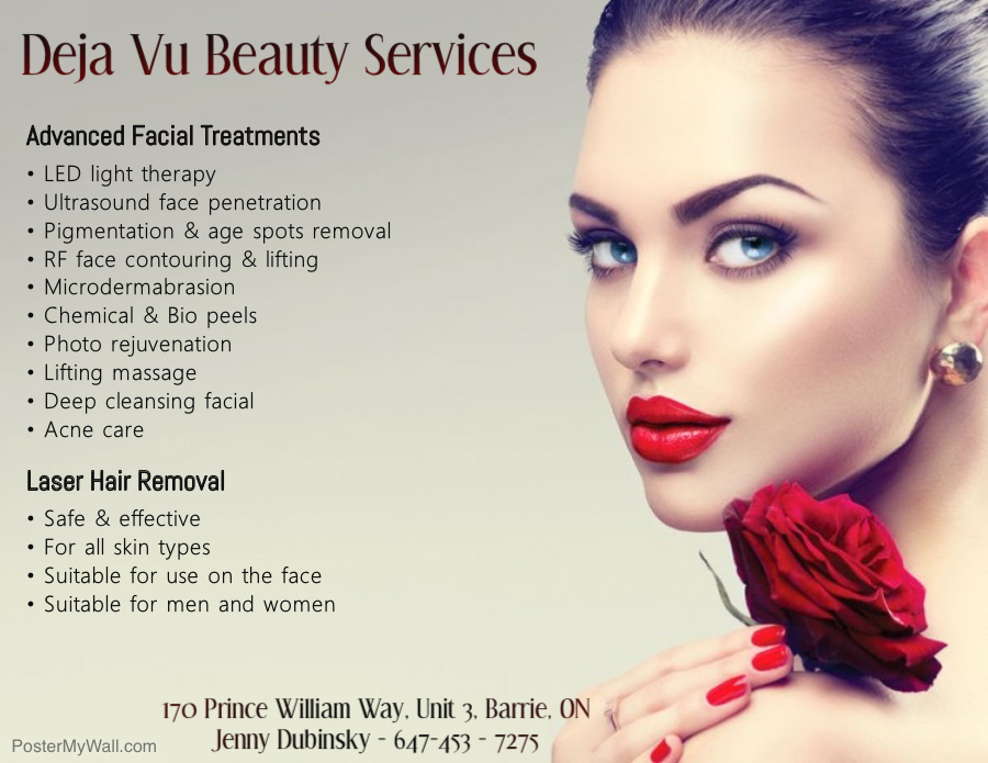 Deja Vu Beauty Services | 17O, Prince William Way #3, Barrie, ON L4M 0E5, Canada | Phone: (647) 453-7275