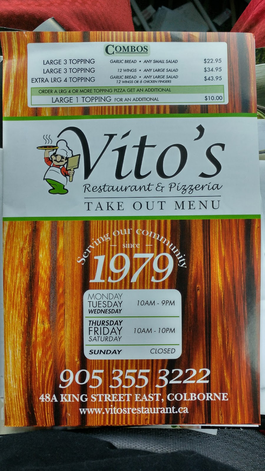 Vitos Restaurant & Pizzeria | 48 A King St E, Colborne, ON K0K 1S0, Canada | Phone: (905) 355-3222