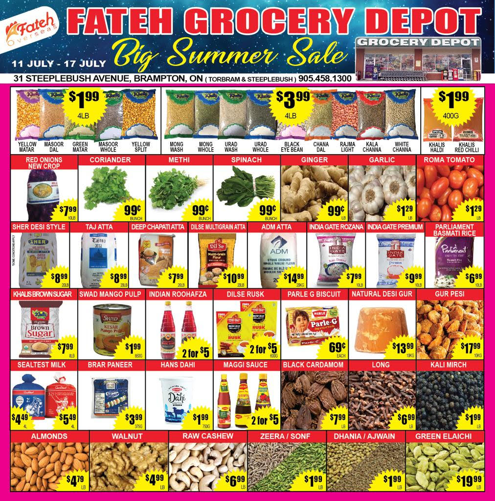 Fateh Grocery Depot | store | 31 Steeplebush Ave Unit 13-14, Brampton, ON L6R 3B4, Canada | 9054581300 OR +1 905-458-1300