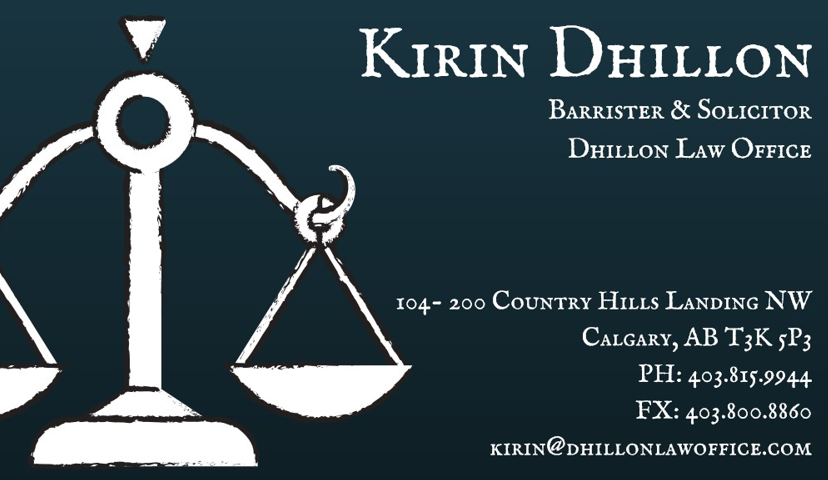 Dhillon Law Office | 200 Country Hills Landing NW #104, Calgary, AB T3K 5P3, Canada | Phone: (403) 815-9944