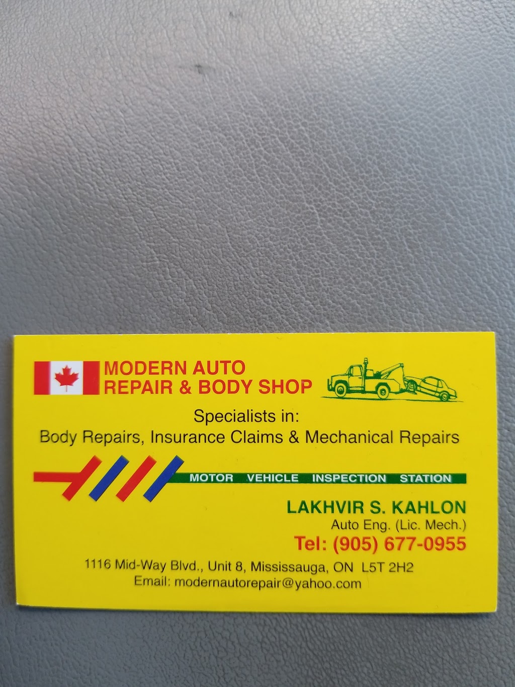 Modern Auto Repair & Body Shop | car repair | 1116 Mid-Way Blvd, Mississauga, ON L5B 2H2, Canada | 9056770955 OR +1 905-677-0955