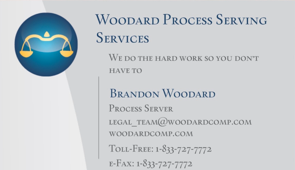 Woodard Process Serving Services | 12 Flamboro Ct, Brantford, ON N3P 1W1, Canada | Phone: (833) 727-7772