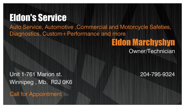 Eldons Service | 761 Marion St Unit 1, Winnipeg, MB R2J 0K6, Canada | Phone: (204) 795-9324