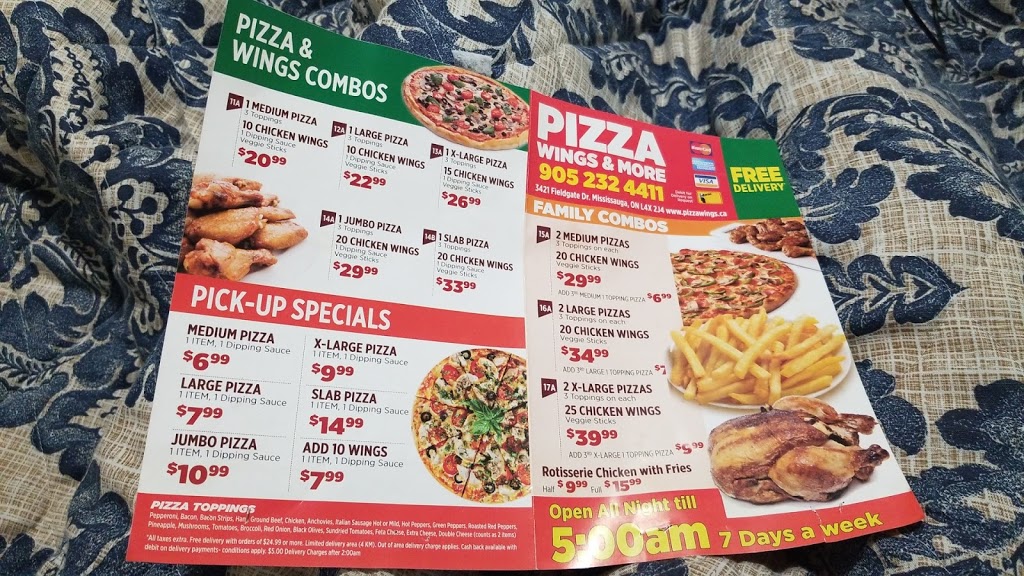 Pizza Wings & More | 3421 Fieldgate Dr, Mississauga, ON L4X 2J4, Canada | Phone: (905) 232-4411