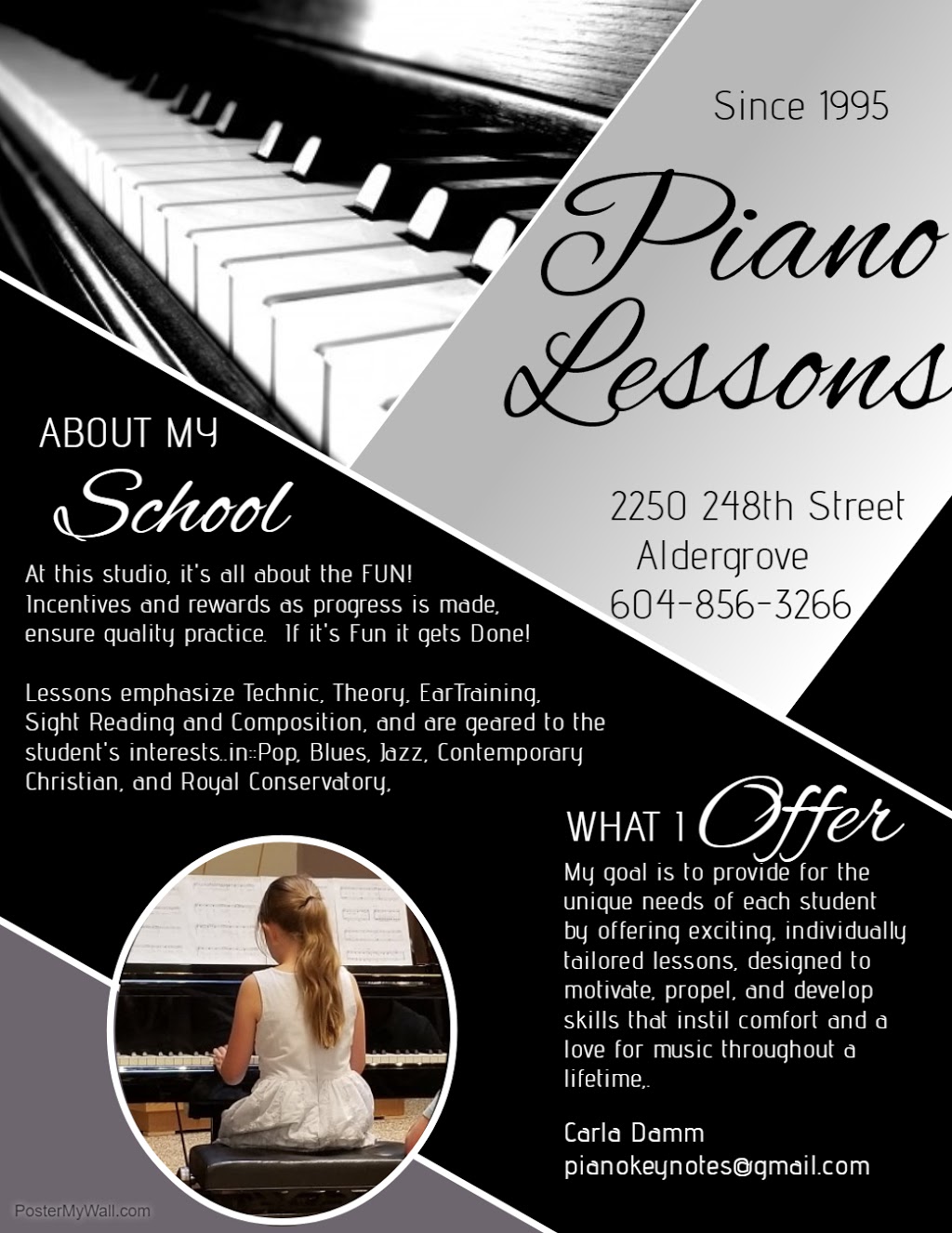 Aldergrove Piano Studio | 2250 248 St, Aldergrove, BC V4W 2C4, Canada | Phone: (604) 856-3266