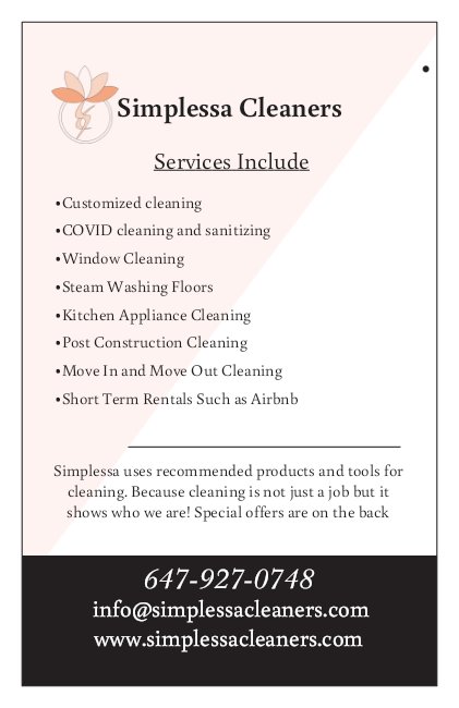 Simplessa Cleaners | 42 Ramers Way, Markham, ON L3P 6C9, Canada | Phone: (647) 927-0748