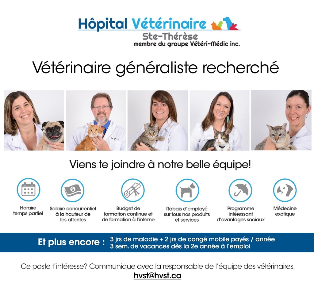 Hôpital Vétérinaire Ste-Thérèse membre du groupe Vétéri-Médic in | 268 Boulevard Curé-Labelle, Sainte-Thérèse, QC J7E 2X7, Canada | Phone: (450) 430-6060