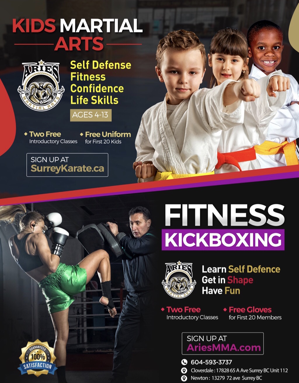 Aries Martial Arts Cloverdale | 17828 65a Ave unit 112, Surrey, BC V3S 1Z3, Canada | Phone: (604) 593-3737