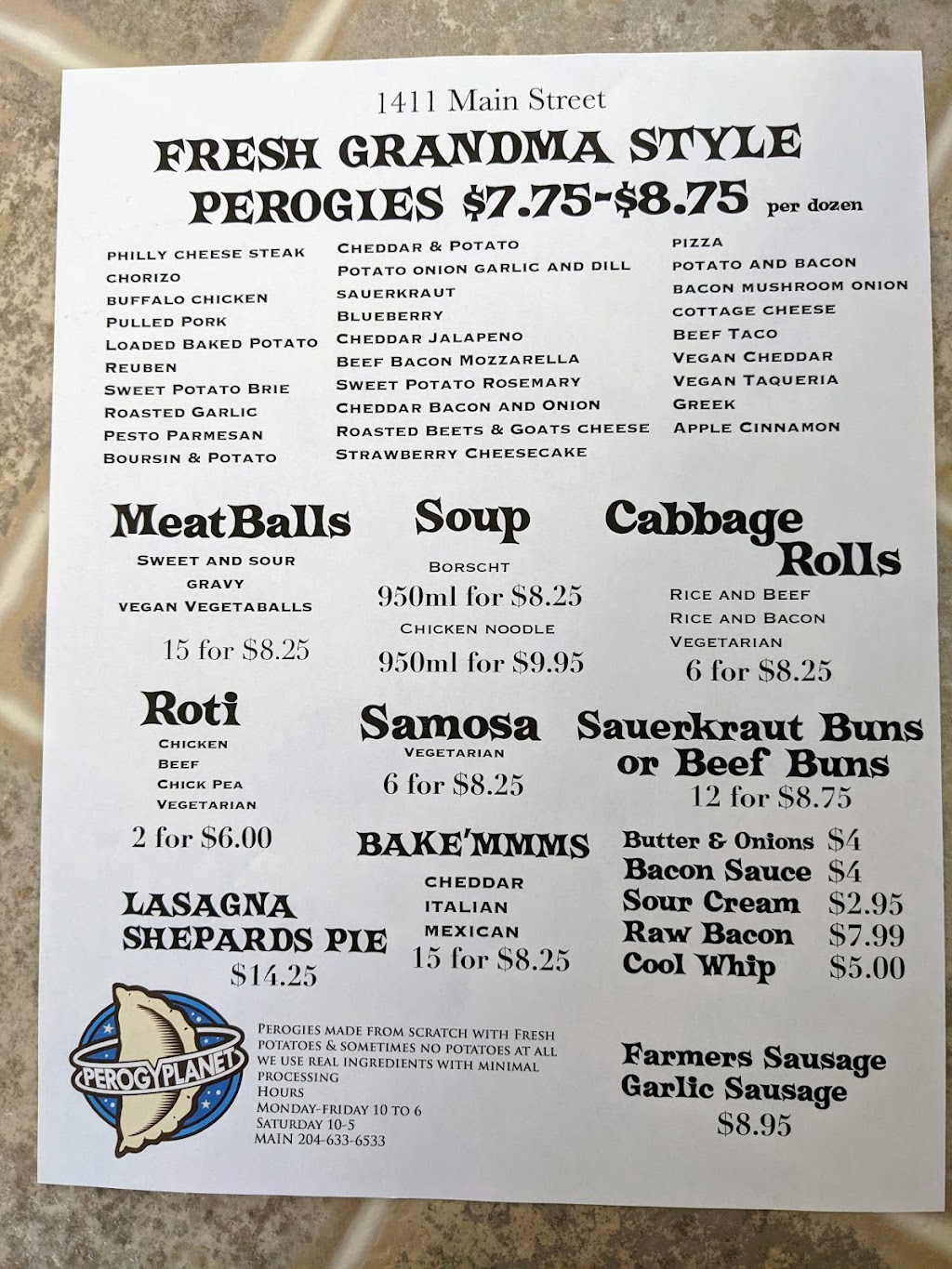 Perogy Planet Main Street | 1409 Main St, Winnipeg, MB R2W 3V3, Canada | Phone: (204) 633-6533