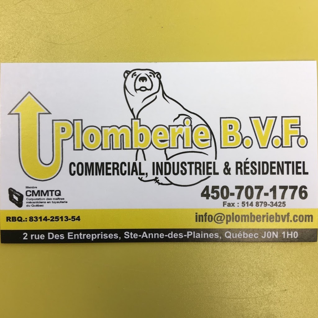 Plomberie BVF | 2 Rue des Entreprises, Sainte-Anne-des-Plaines, QC J0N 1H0, Canada | Phone: (450) 707-1776