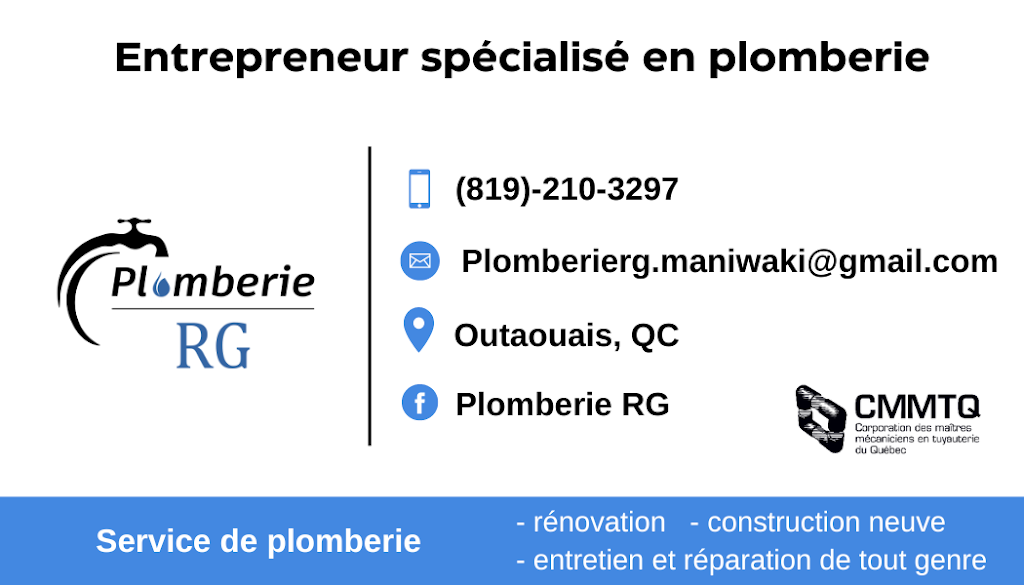 Plomberie RG | 460 Rue de la Montagne, Maniwaki, QC J9E 1K6, Canada | Phone: (819) 210-3297