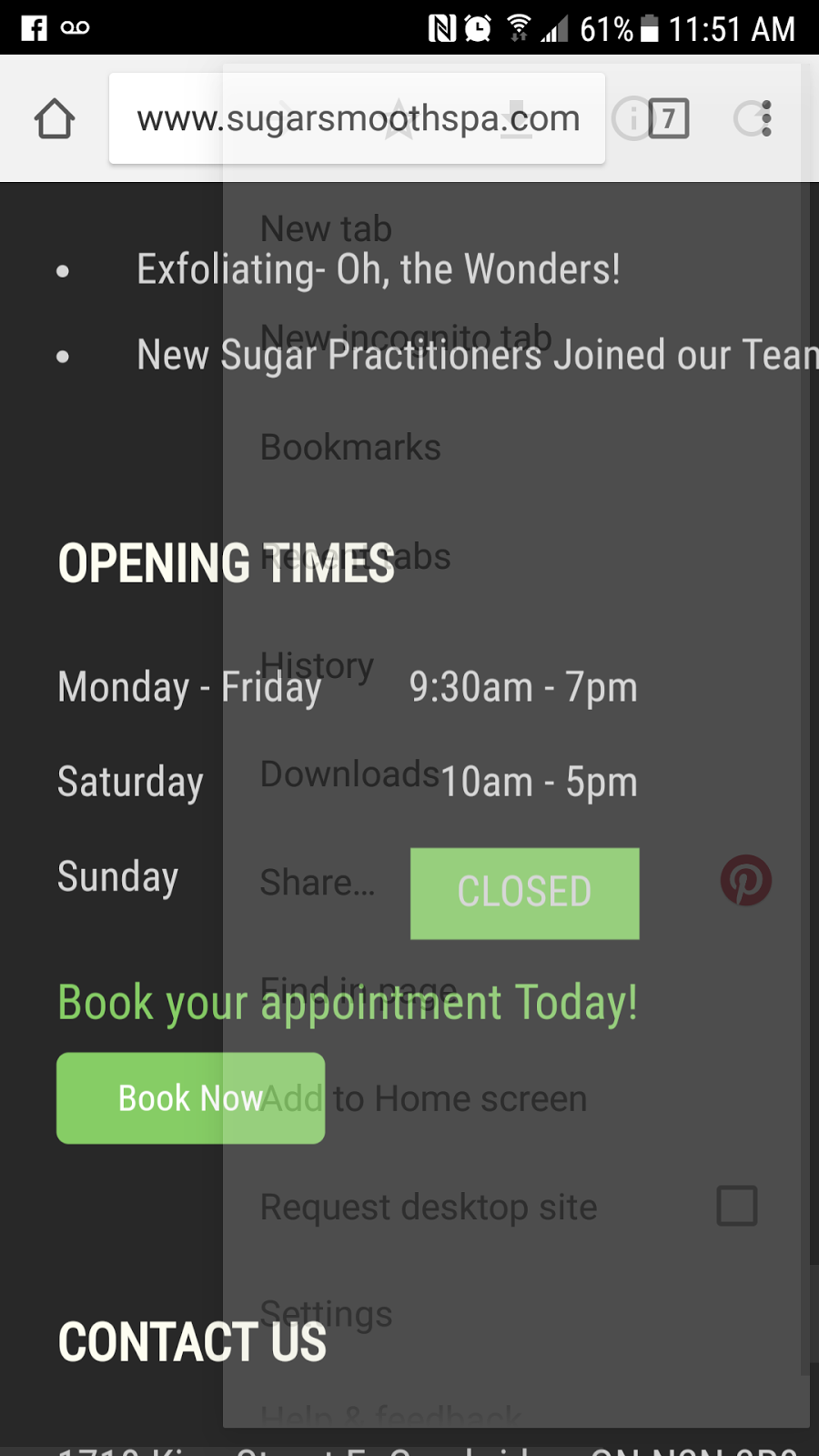 Sugar Smooth Spa | 1718 King St E, Cambridge, ON N3H 3R8, Canada | Phone: (519) 722-4403