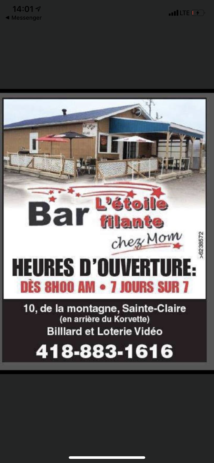 Bar Chez Mom . Bar L’Étoile Filante | 10 Rue de la Montagne, Sainte-Claire, QC G0R 2V0, Canada | Phone: (418) 883-1616