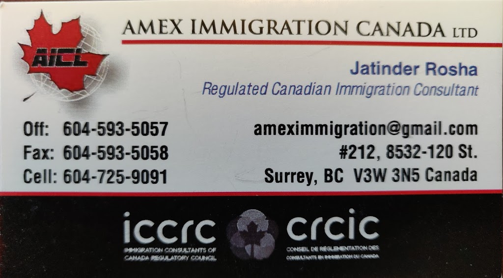 Amex Immigration Canada | 8532 120 St, Surrey, BC V3W 3N5, Canada | Phone: (604) 725-9091