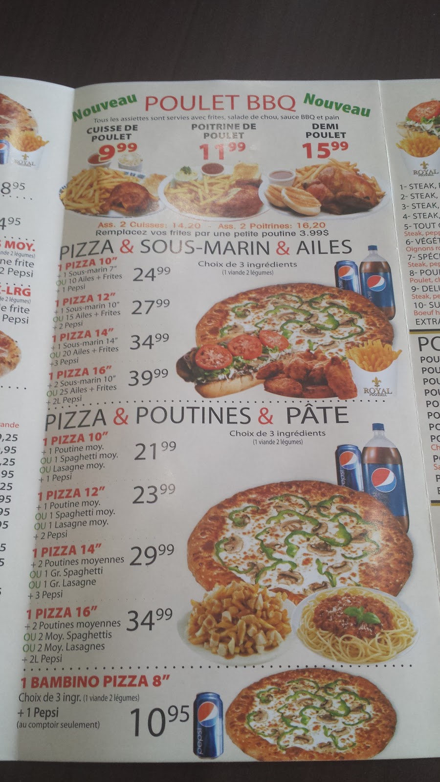 Royal Pizzeria | 7 Chemin de Lavaltrie, Lavaltrie, QC J5T 2H2, Canada | Phone: (450) 586-5454