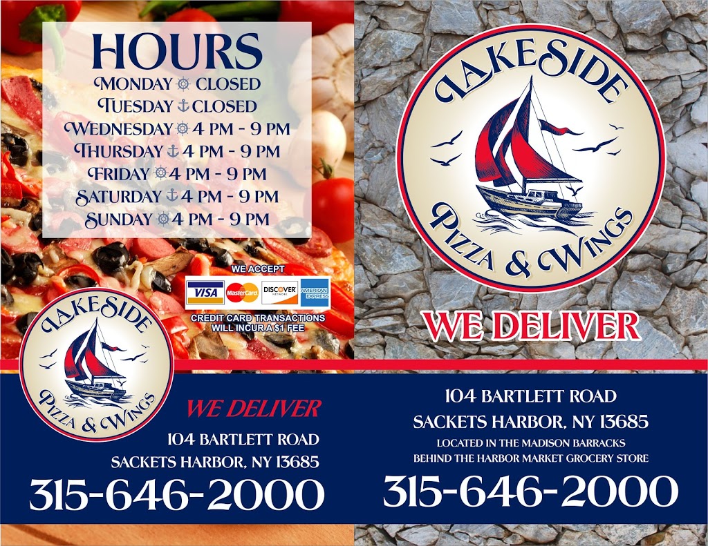 Lakeside Pizza & Wings | 9503, 104 Bartlett Rd, Sackets Harbor, NY 13685, USA | Phone: (315) 646-2000
