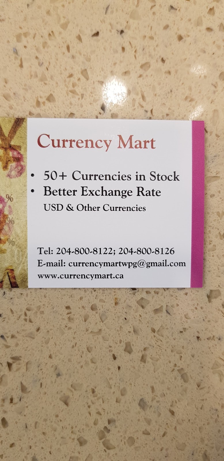 Currency Mart | 1225 St Marys Rd #26D, Winnipeg, MB R2M 5E5, Canada | Phone: (204) 800-8126