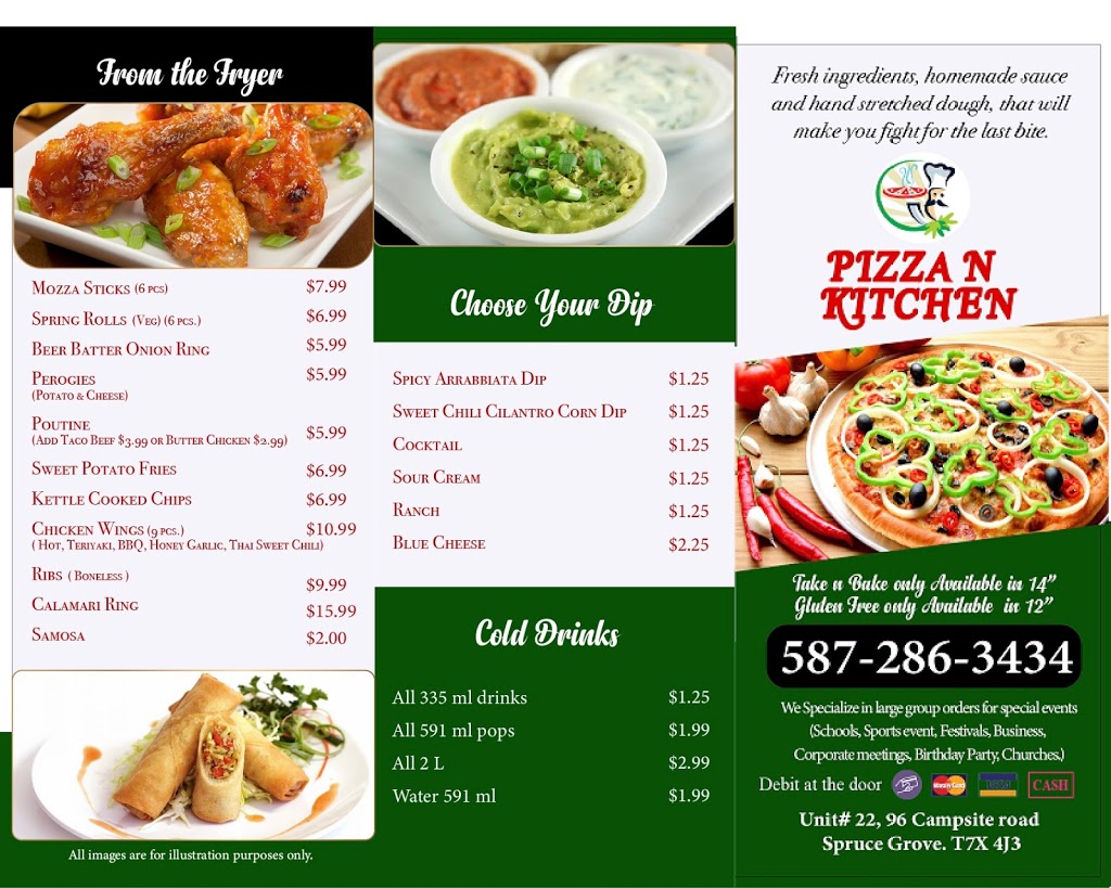 Pizza N Kitchen | 96 Campsite Rd #22, Spruce Grove, AB T7X 4J3, Canada | Phone: (587) 286-4343