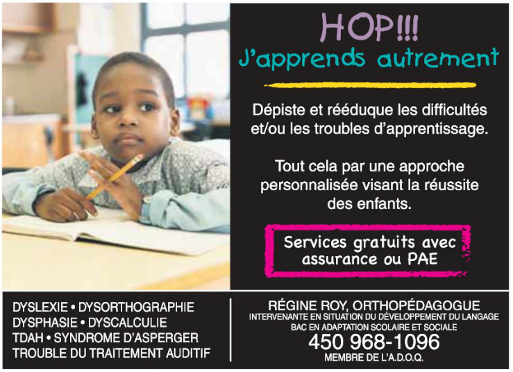 Remedial Régine Roy | 27 Avenue Napoléon, Mascouche, QC J7L 3A7, Canada | Phone: (450) 968-1096