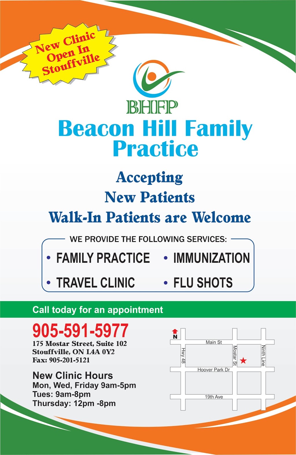 Beacon Hill Family Practice (BHFP) | doctor | 175 Mostar St #102, Whitchurch-Stouffville, ON L4A 0Y2, Canada | 9055915977 OR +1 905-591-5977