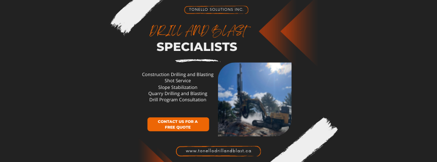 Tonello Solutions Inc. Drilling and Blasting Service | 193 Pine St, Gravenhurst, ON P1P 1B1, Canada | Phone: (705) 845-1565
