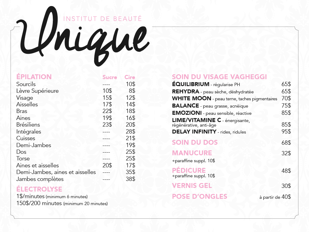 Institut de beauté Unique | 7780 1re Ave, Québec, QC G1H 2Y2, Canada | Phone: (581) 742-5881