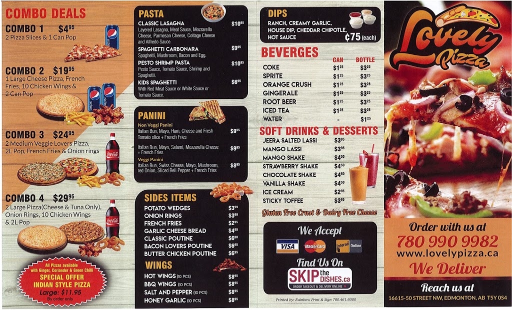 Lovely Pizza | 16615 50 St NW, Edmonton, AB T5Y 0S4, Canada | Phone: (780) 990-9982