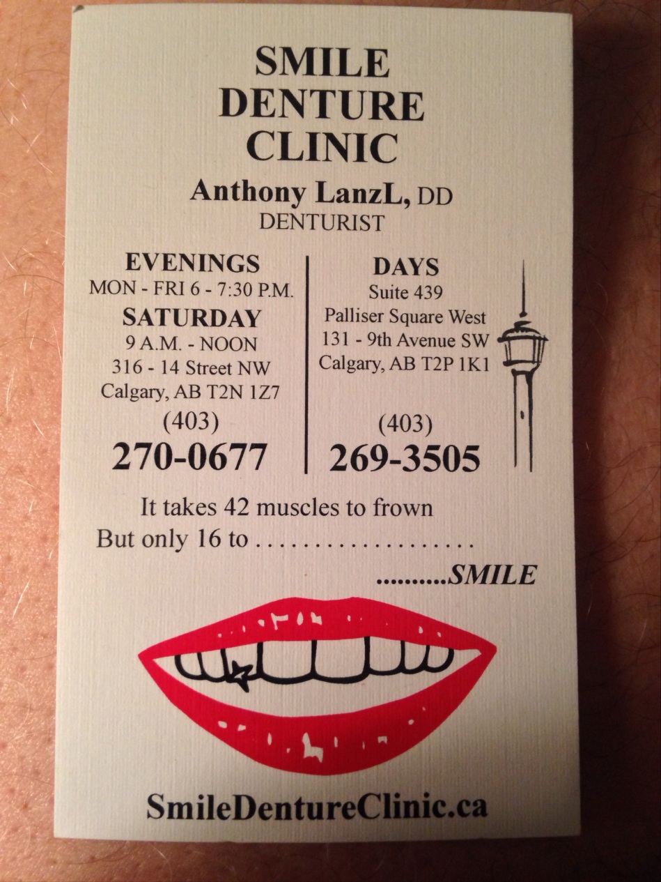 Smile Denture Clinic | 316 14 St NW, Calgary, AB T2N 1Z7, Canada | Phone: (403) 270-0677