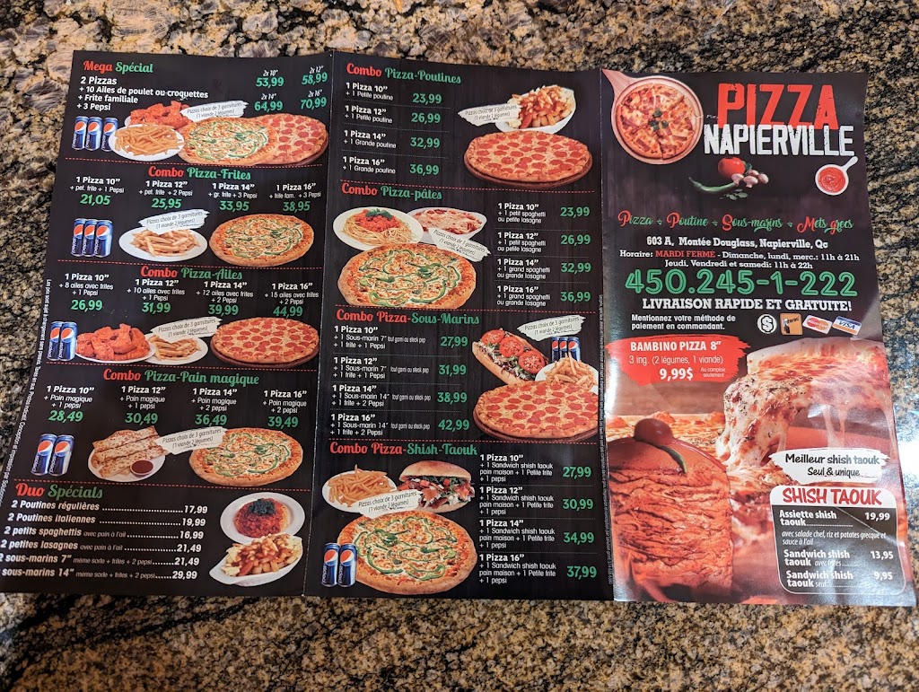 Pizza Napierville | 603 A Mnt Douglass, Napierville, QC J0J 1L0, Canada | Phone: (450) 245-1222