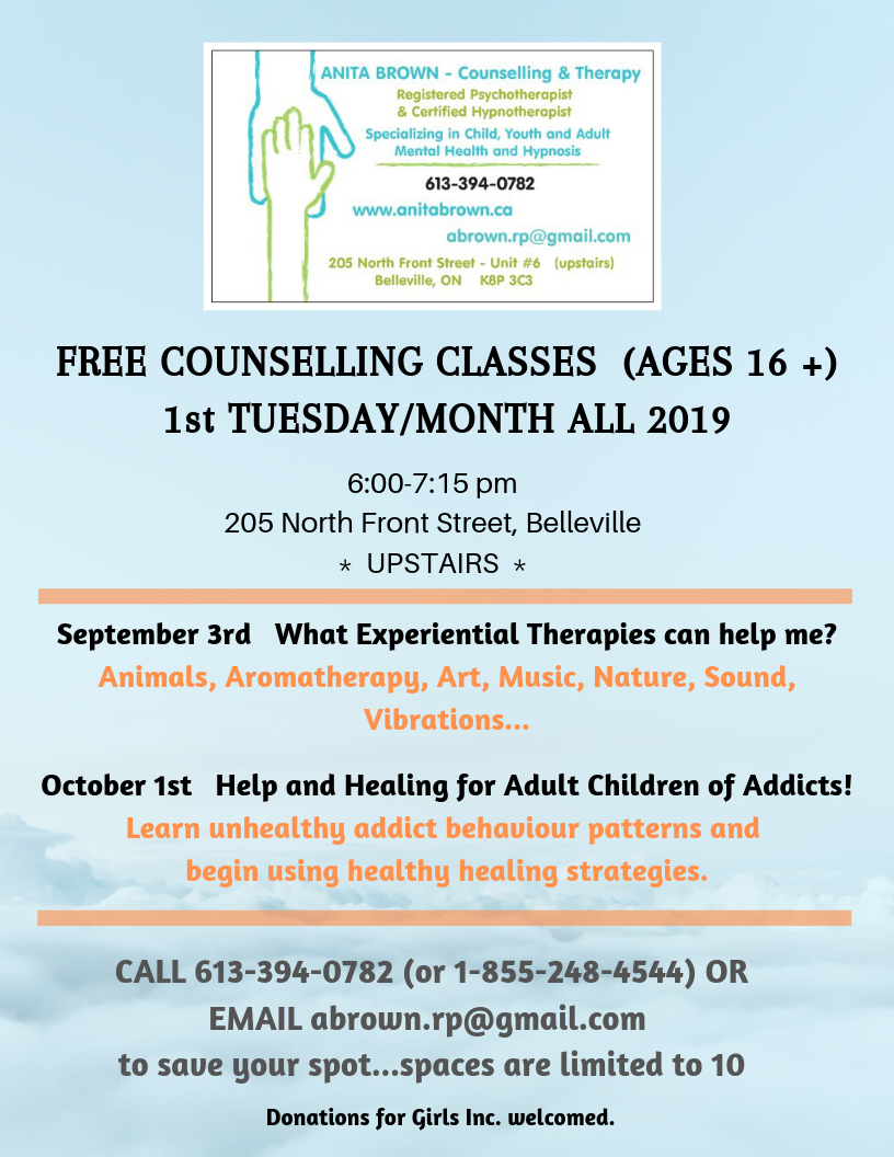 Anita Brown - Counselling and Therapy | 100 Victoria Ave, Belleville, ON K8N 2A5, Canada | Phone: (613) 394-0782