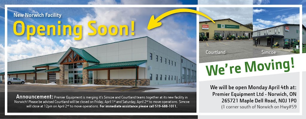 Premier Equipment Ltd. - John Deere | 265721 Maple Dell Rd, Norwich, ON N0J 1P0, Canada | Phone: (519) 688-1011