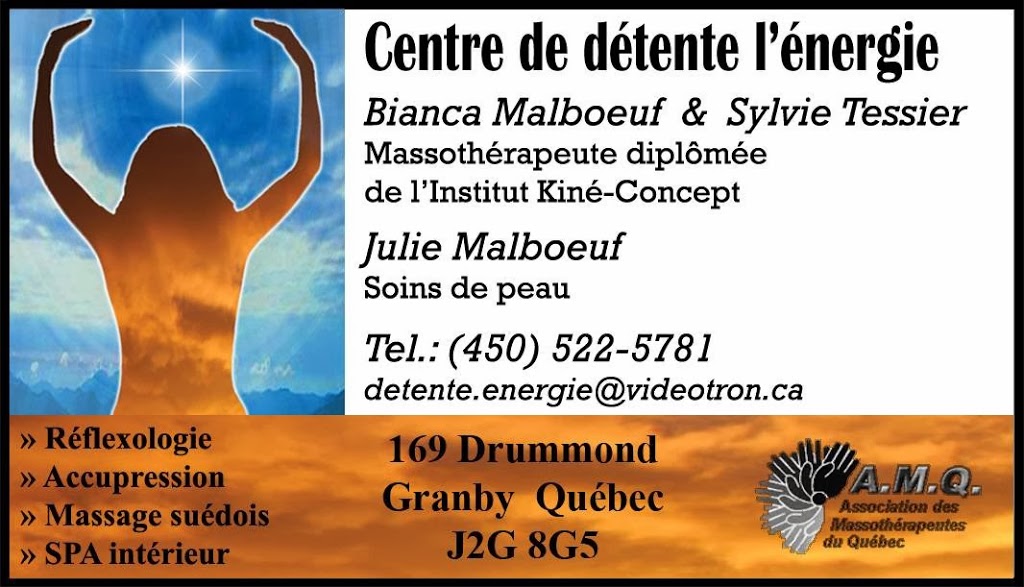 Centre De Détente LEnergie | 169 Rue Drummond, Granby, QC J2G 8G5, Canada | Phone: (450) 522-5781
